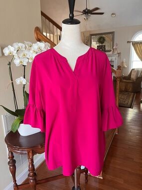 Chico's Ruffle-Sleeve Split V-Neck Blouse